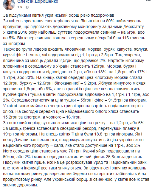 Пост Алексея Дорошенко
